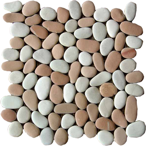 beige and pink pebble tile