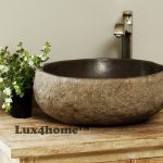 River stone vessel sink bathroom natural stone sinks 1