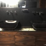 black stone countertop bathroom sink