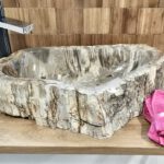 Petrified wood stone basins