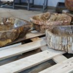 Petrified wood vessel sink - wash basin