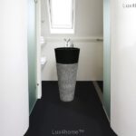 black stone pedestal sinks