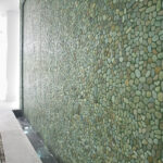 Green pebble wall ideas- pebble tile on wall
