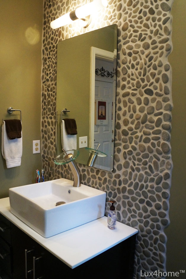 Brown Pebble Tile - Grey Pebble Tiles Bathroom