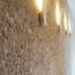Beige Pebble Tile Wall - stone pebble mosaic