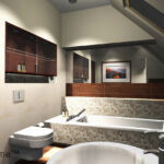 Stone pebble bathtub - pebble tile bathroom ideas